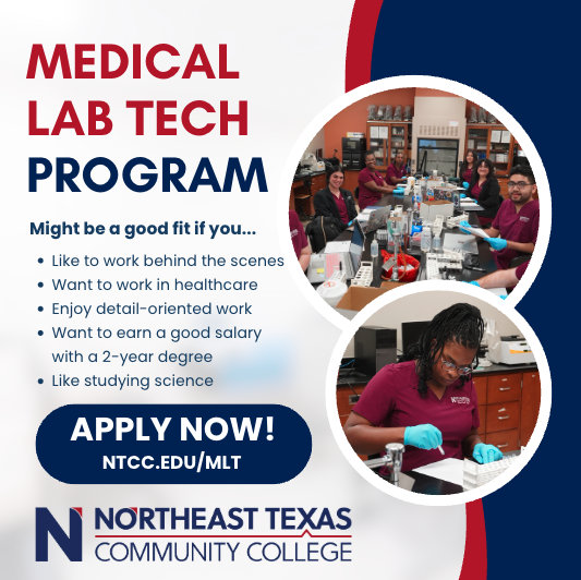 MLT Program accepting applications Northeast Texas Community College